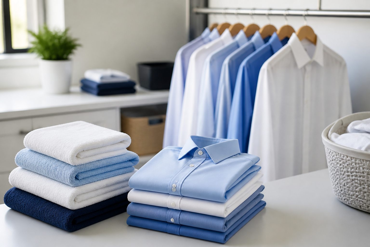 Ironed shirts and folded towels